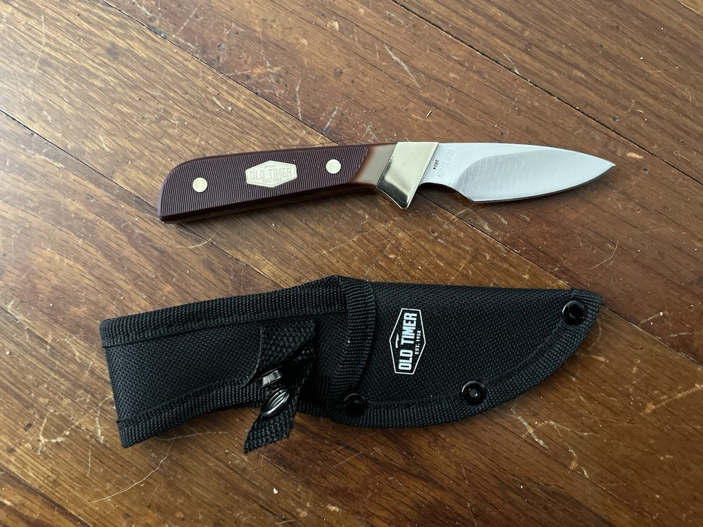 Oldtimer Fixed Blade Pocket Knife And Sheath - New/Unused
