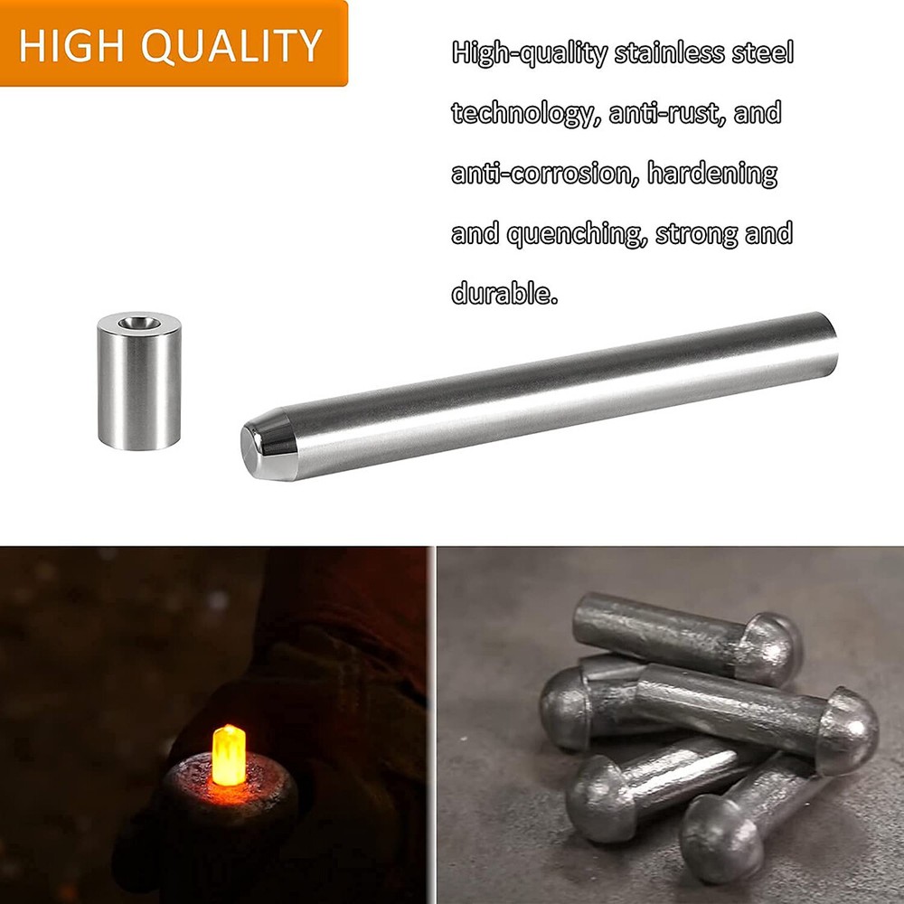 Blacksmith Rivet Doming Set Tools Top & Bottom 1/2”