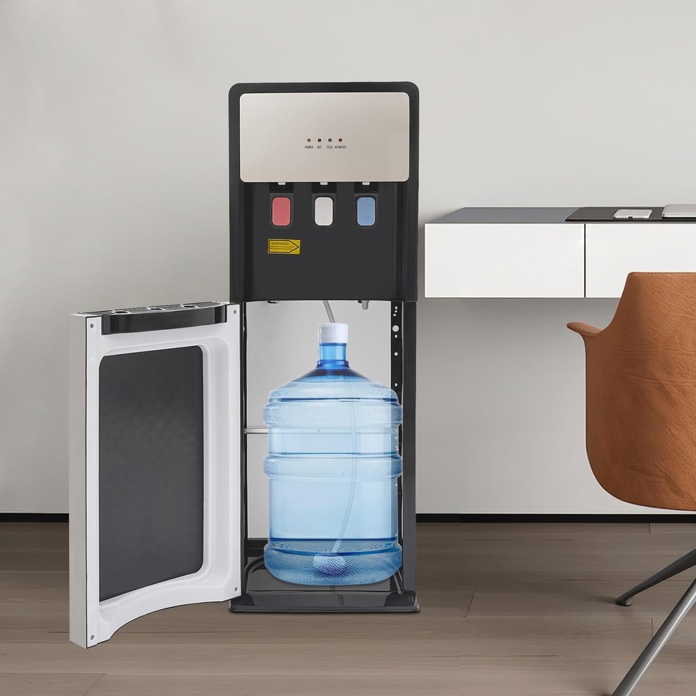 Water Cooler Bottom Loading Dispenser 3 Temp Hot Cold Room 5 Gallon Silver Gray