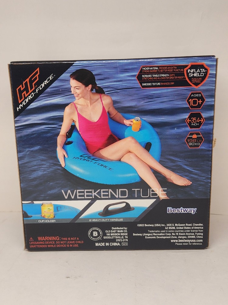 Inflatable Hydro Force Swim Weekend Tube Ring Float Cup Holder 2 Handles NEW