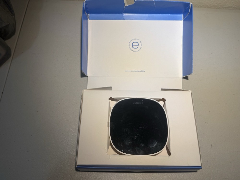 ecobee Smart Programmable Thermostat, Wi-Fi, Touch/App Control, Black/White