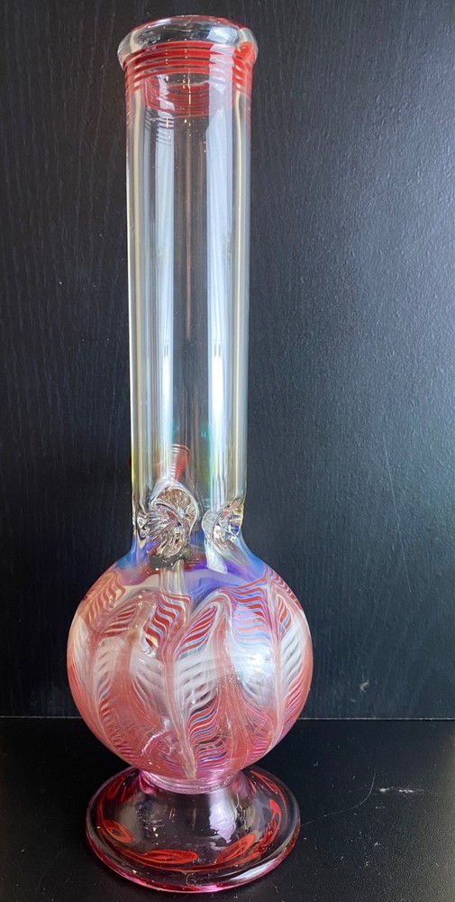 Green Glass Water Pipe 12” Tall & 1.5” diameter with 9mm Pull Bowl
