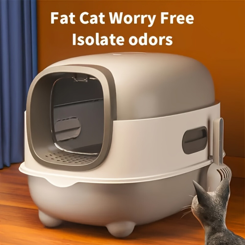 1pcs large-capacity cat litter box,odor isolation,dual-purpose,foldable design