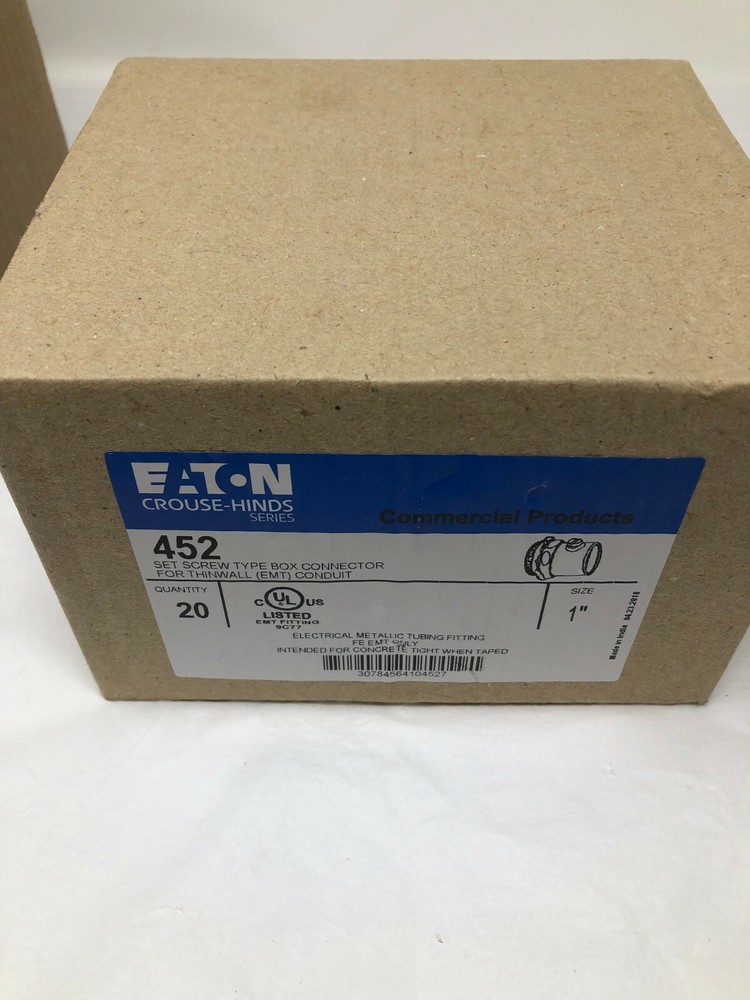 Eaton Crouse-Hinds 452 1" Set Screw Type Box Connectors Quantity 20