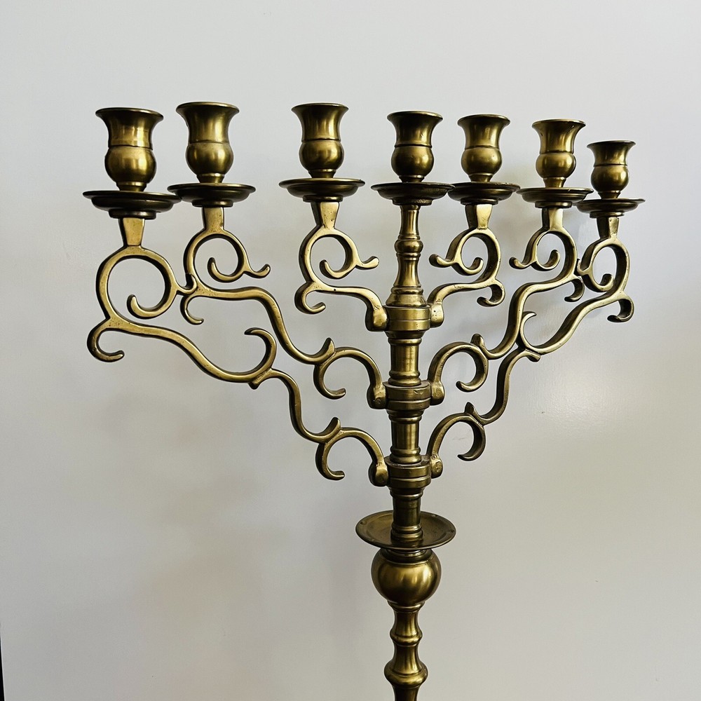 Early 20th Century Ornate Brass Candelabra.