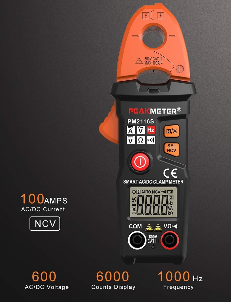 Full-Automatic Clamp Meter, TRMS 6000 Counts Multimeter with AC/DC Voltage & ...