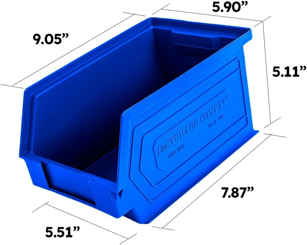 Stackable Blue Plastic Storage Bins - 6-Pack, 9"x5"x5" for Organizing