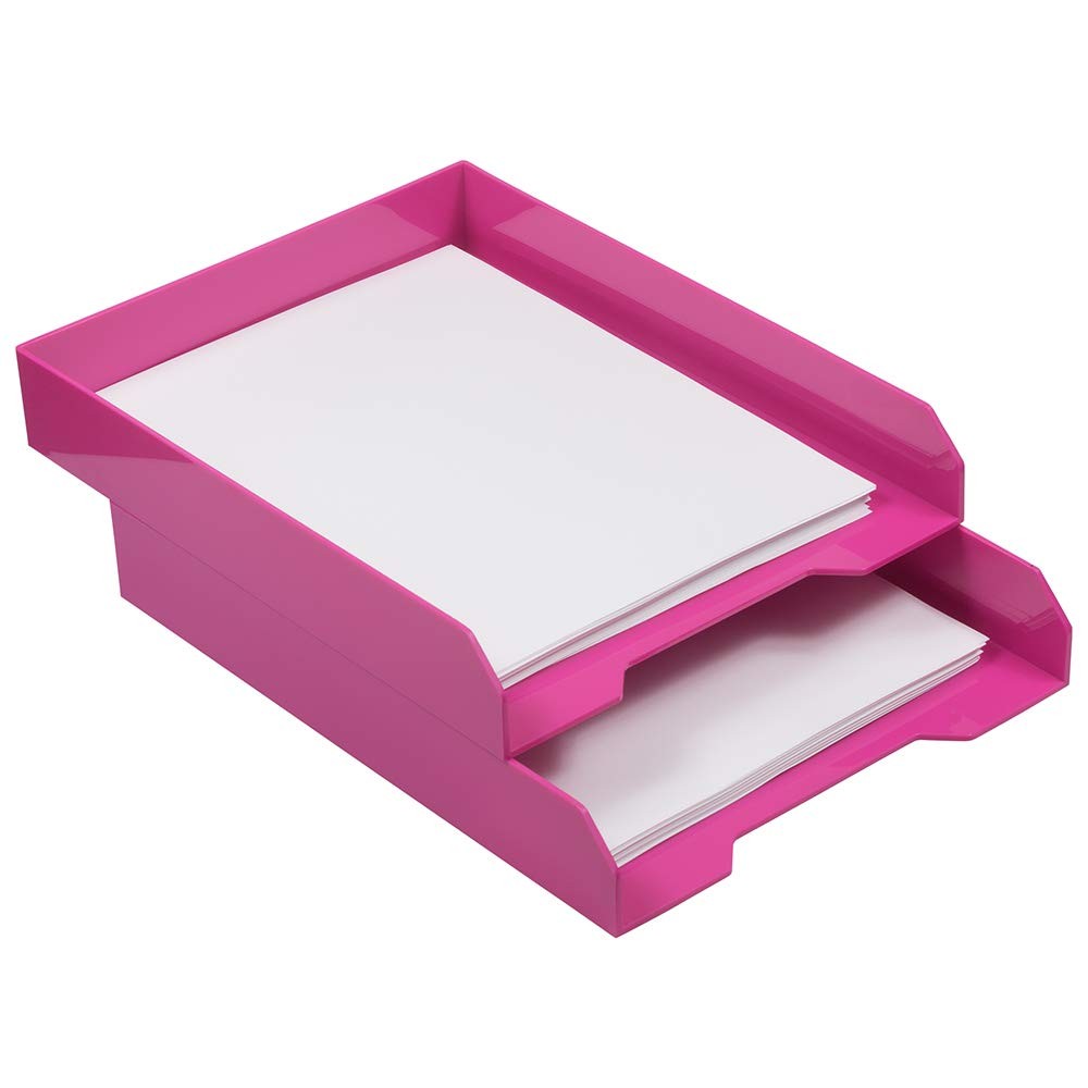 Stackable Paper Trays - Pink - Desktop Document, Letter, & File Organizer Tra...