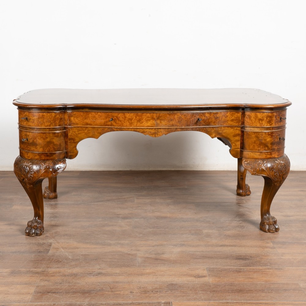 19th Century Rococo Walnut Six Drawer Desk from Denmark