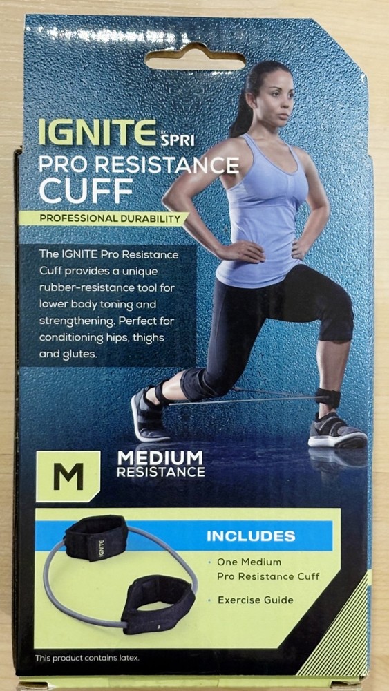 Ignite by SPRI Pro Resistance Cuff Medium with Exercise Guide NEW