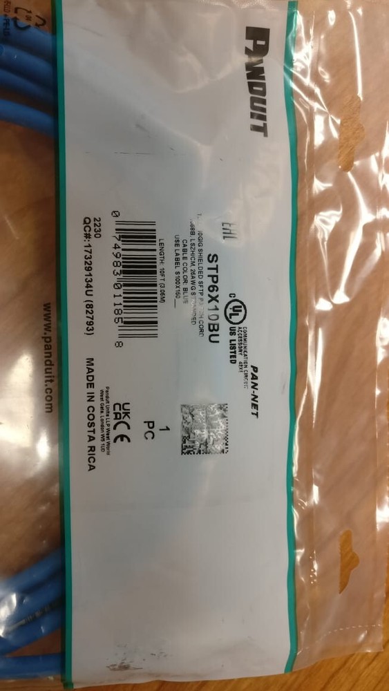 Panduit Pan-Net 10ft Shielded Patch Cord STP6X10BU