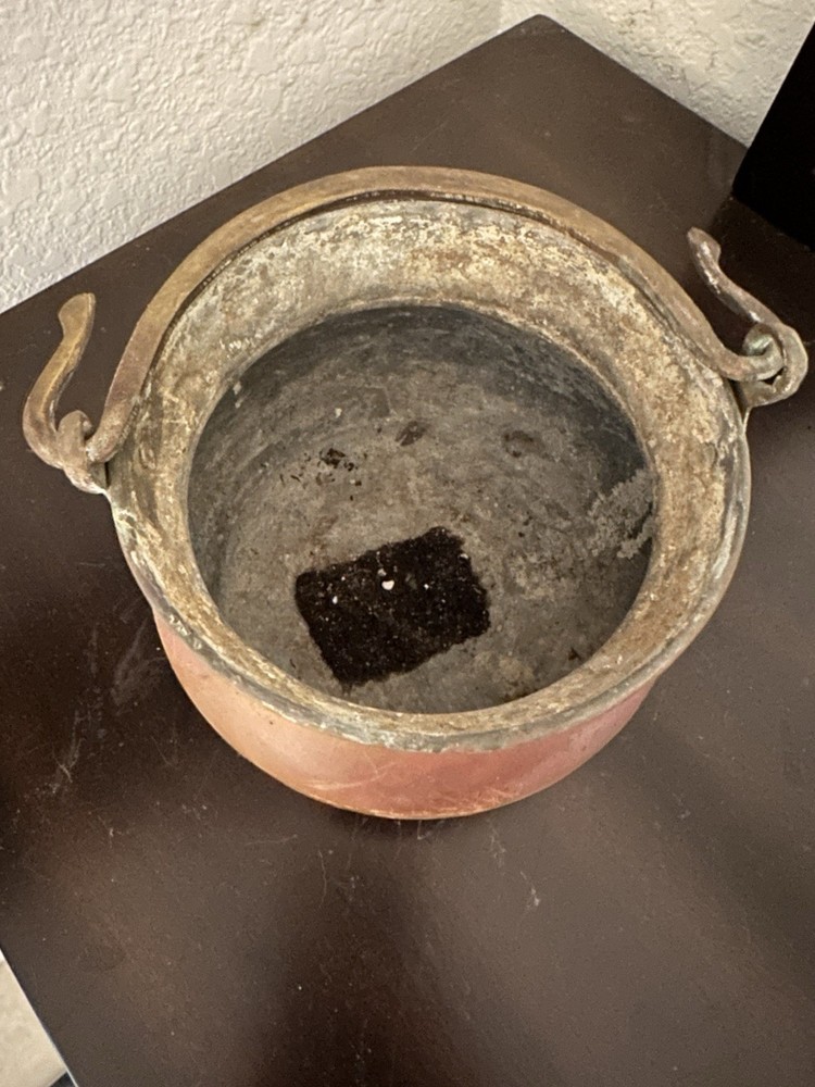 Antique Copper Handled Pot Planter