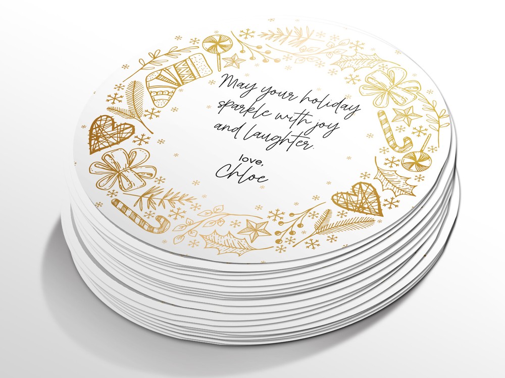 Personalised Christmas round sticker labels, custom stickers
