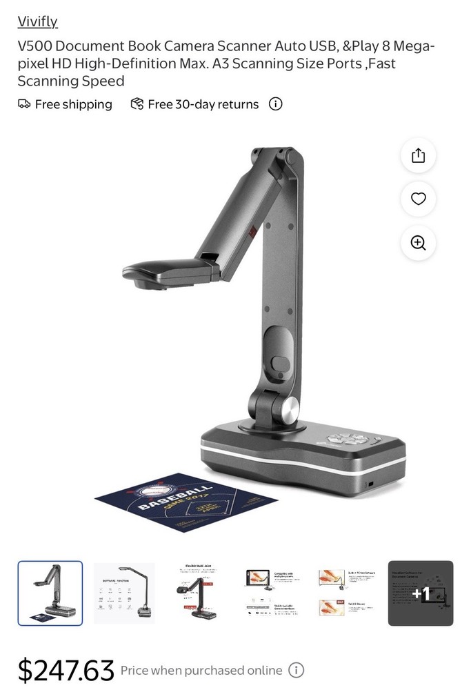 Joyusing V500W Wireless Document Camera 8MP HD A3 Size Fast Scanning