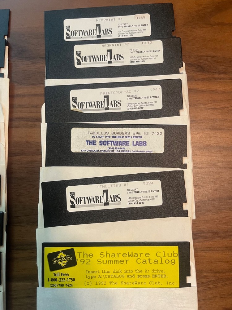 Software Labs Shareware 5.25" Floppy Disk Lot (UNTESTED)