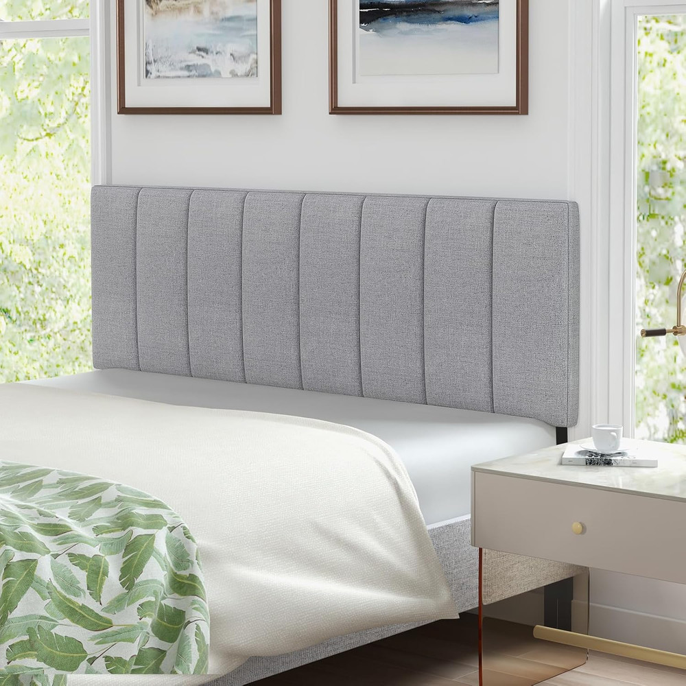 Linen Upholstered Headboard, Adjustable Width Button Tufted Headboard Only with