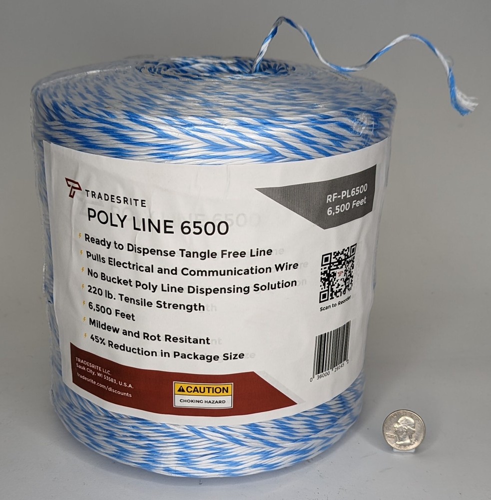 Pull Line PE 6,500 Feet for Low Voltage and Power Pulling Thru 220lbs