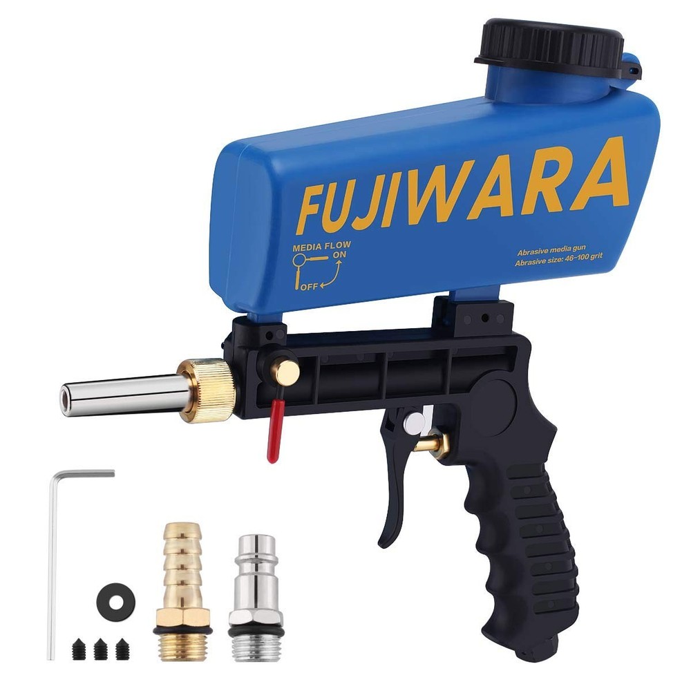 FUJIWARA Sand Blaster Gun Kit, Sandblaster with 2 Replaceable Tips Quick Conn...