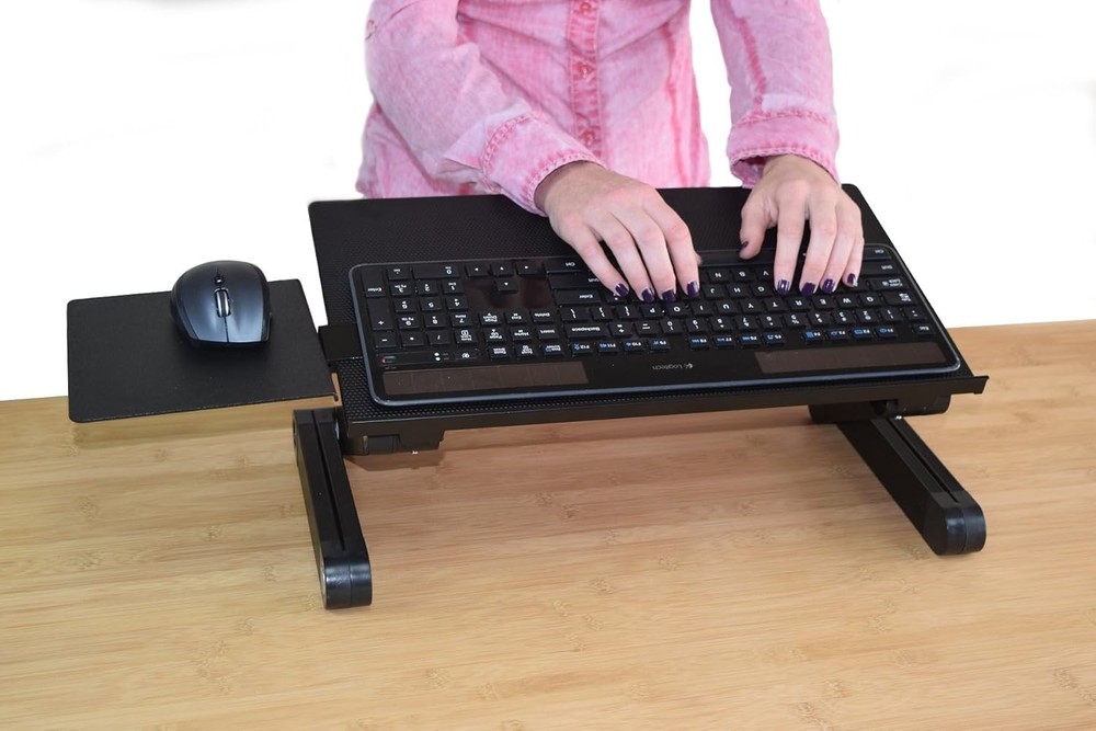 WorkEZ Adjustable Computer Keyboard Stand for Desk, Keyboard & Mouse Riser, E...