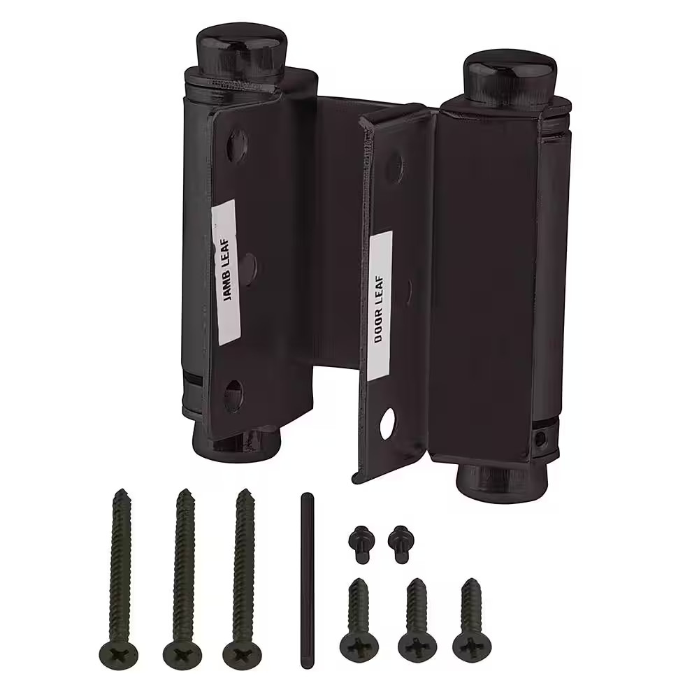3 In. Square Radius Matte Black Double Action Hinge