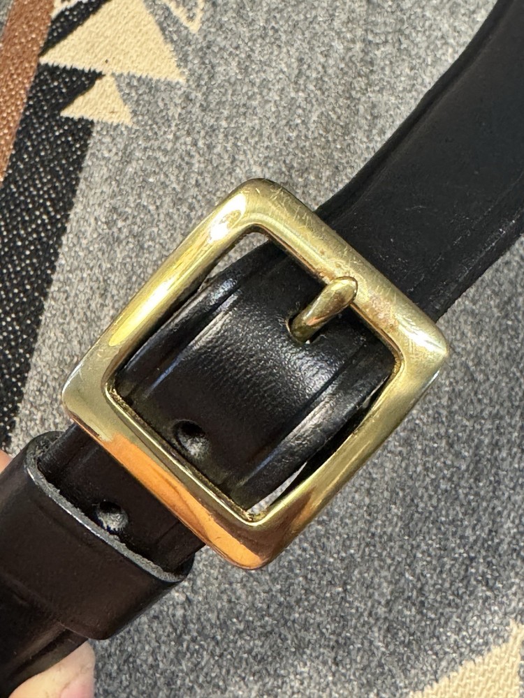 Jay Pee Black Leather Shoulder Strap Brass Hardware 46” Vintage