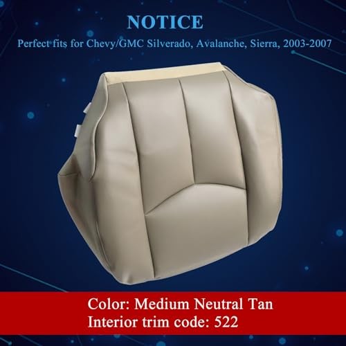 Front Driver Side Bottom Replacement Seat Cover Medium Neutral Tan Medium Tan