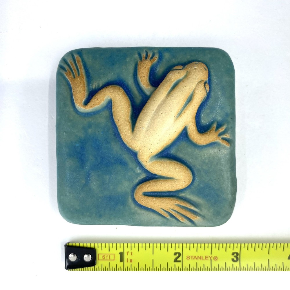 Crawling Frog 3x3" Ceramic Art Tile By Gretchen Kramp