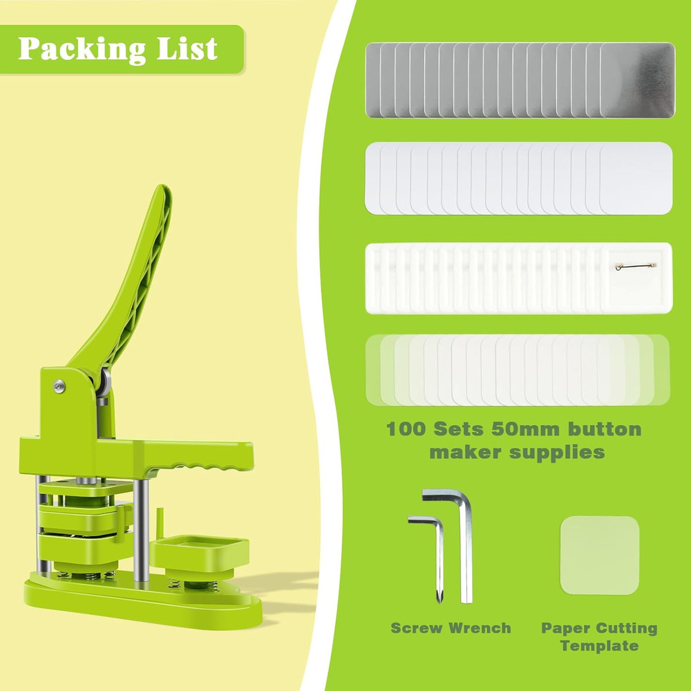 DIY Square Button Maker Kit with 100 Supplies - No Installation Needed!