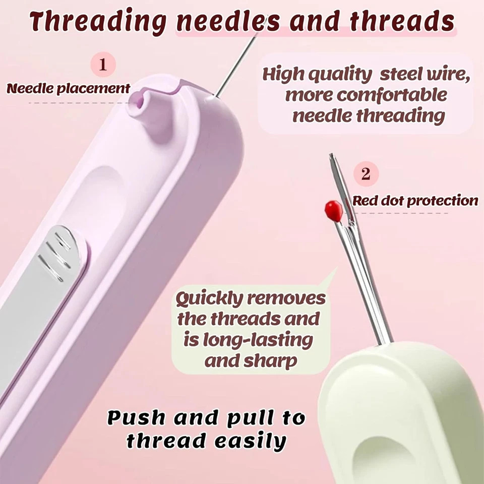 3 Pack Needle Threader, 2025 Upgraded Plug-in 2 in 1 Threader Seam...