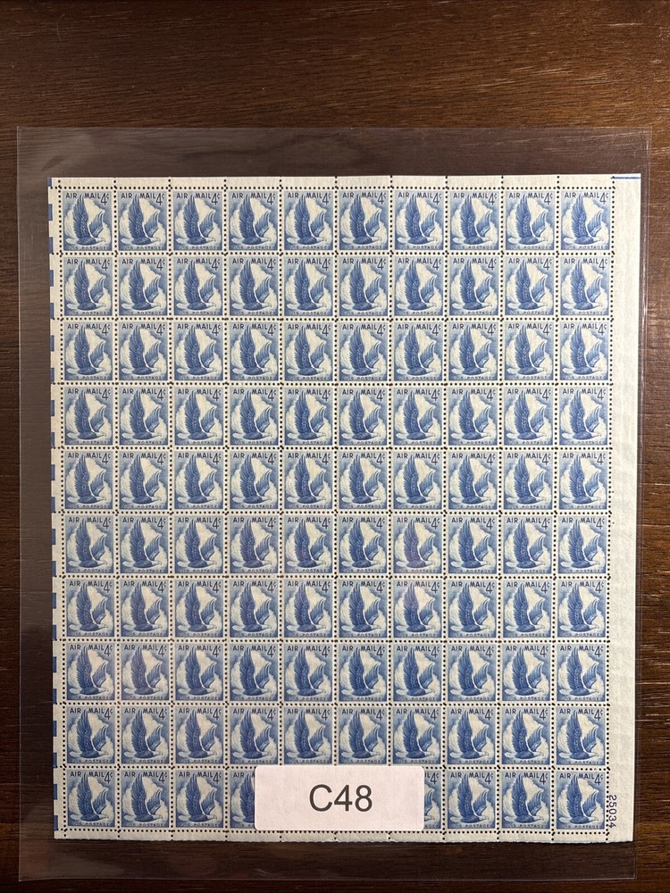 C48 US Air Mail Mint Sheet, Eagle In Flight, Blue, Mint NH