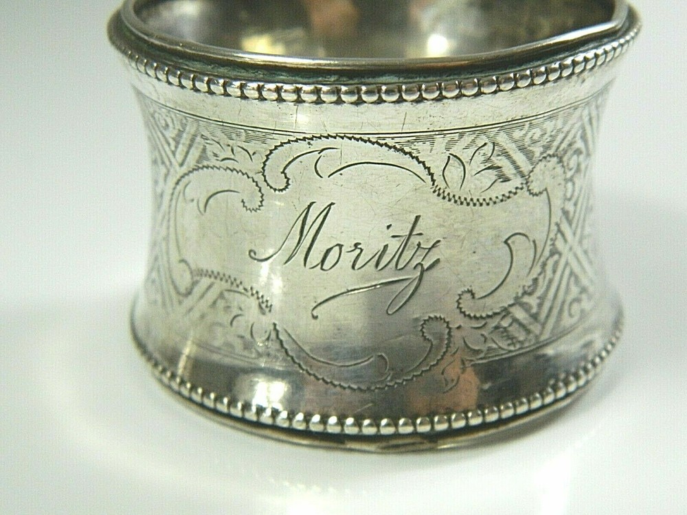 Antique 800 Silver Napkin Ring "Moritz" name engraving