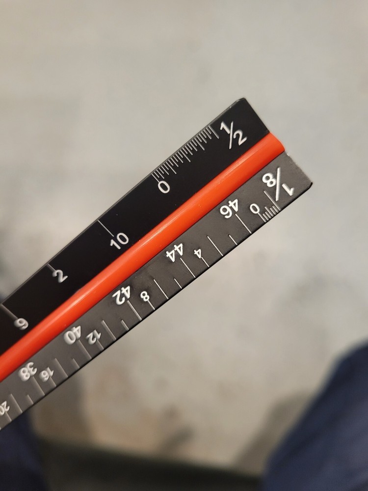 Architectural Scale, 12" Aluminum color coded Triangular Ruler Engineers Rule