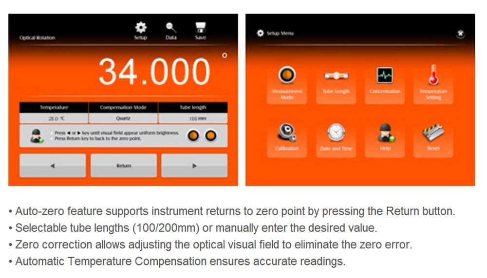 Laboratory Polarimeters with Calibration 1-3 Points Range ±90° Resolution 0.005°