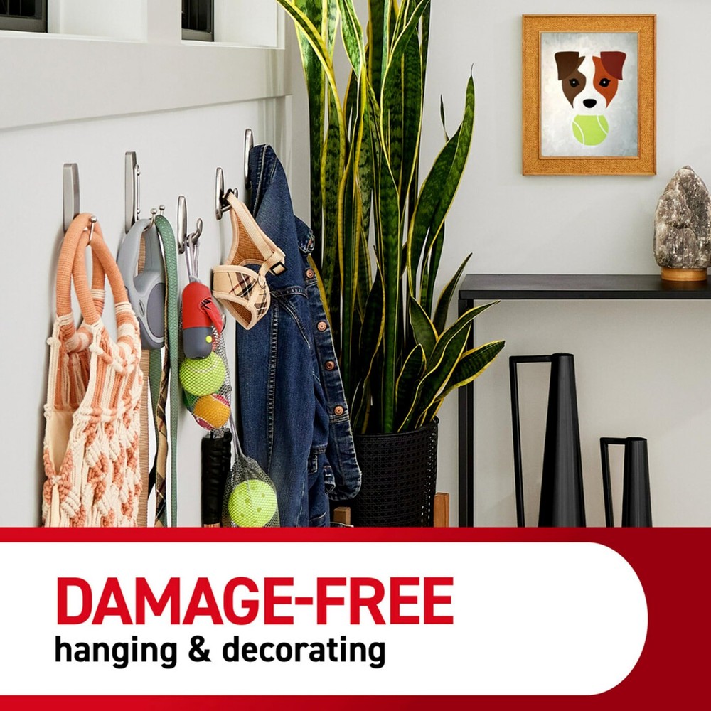 Command Large Brushed Nickel Double Hooks, 2 Hooks and Large,