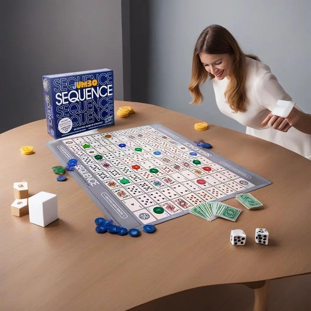 The Original Jumbo Sequence Board Game with Foldable Mat – Fun