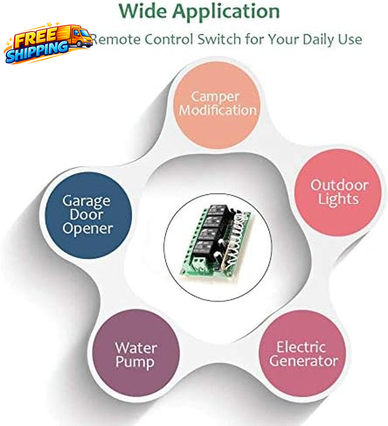 12V Relay Remote Switch Wireless RF Remote Control Switch 4 Channel Relay Module