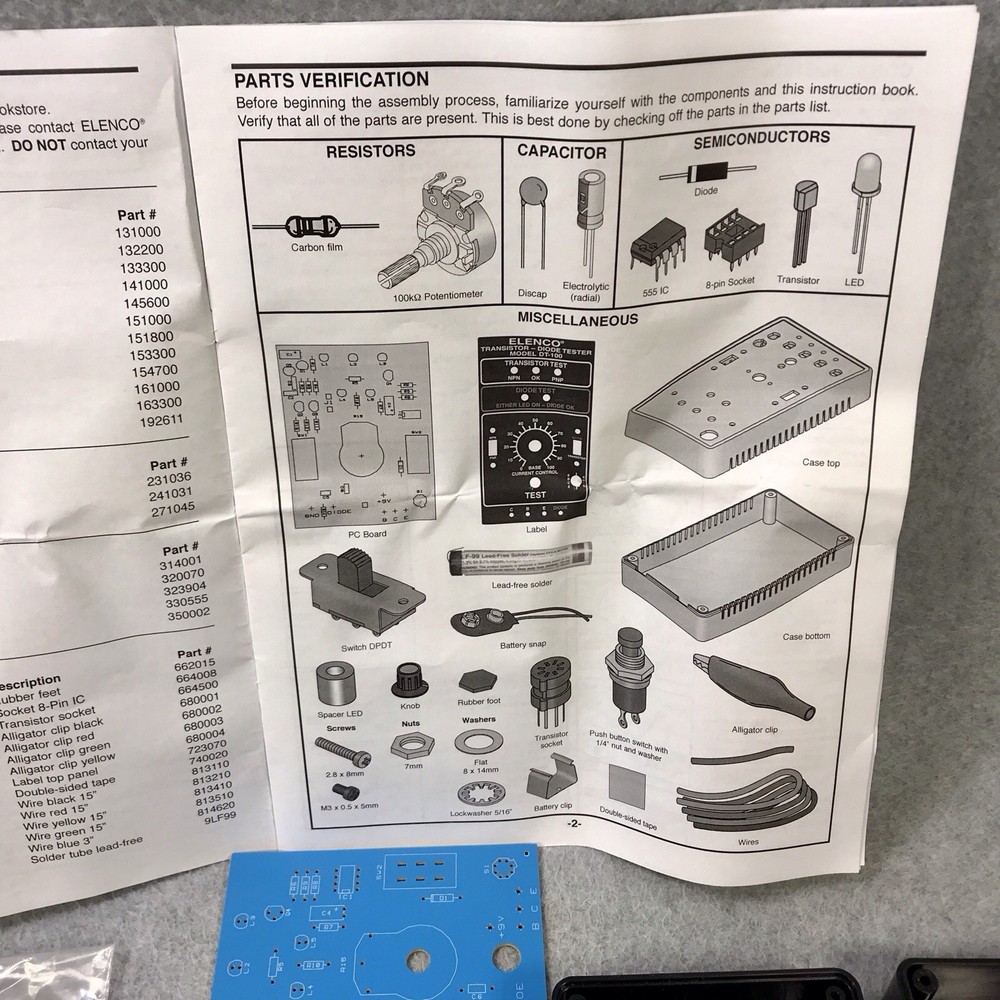 Elenco Transistor Diode Tester Kit Model DT-100K Unassembled Precise Project Kit