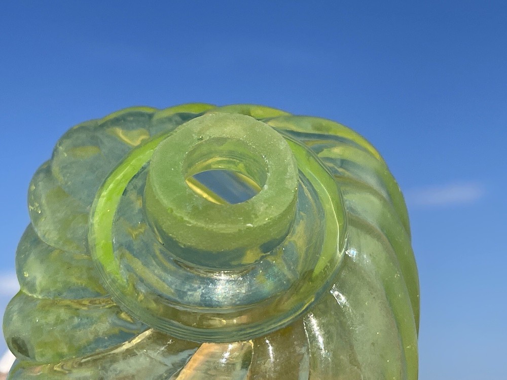 Antique Uranium Vaseline Glass Bottle (Pre-1900s)