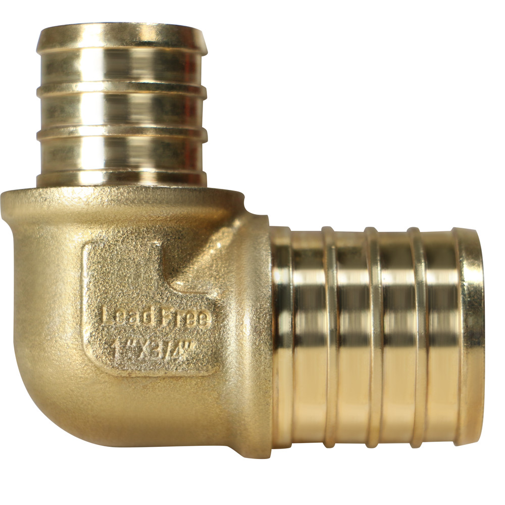 25 Pack XFITTING 1" Pex B X 3/4" Pex Reducing Elbow Brass Crimp Fittings