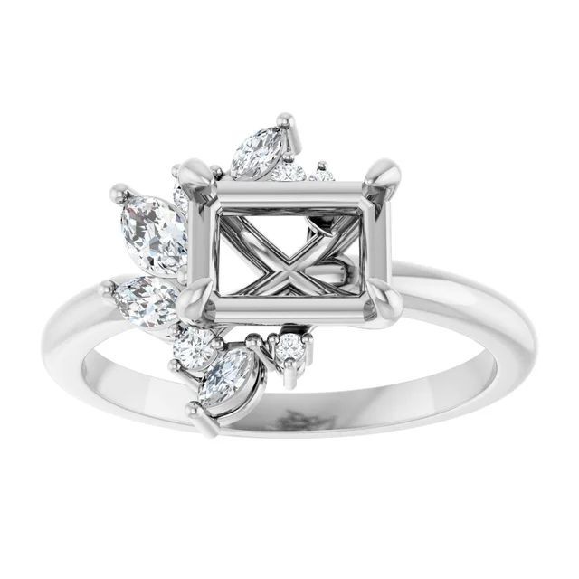 925 Sterling Silver Semi Mount Ring Setting Octagon 7x5mm Blank Ring Mounting Fo