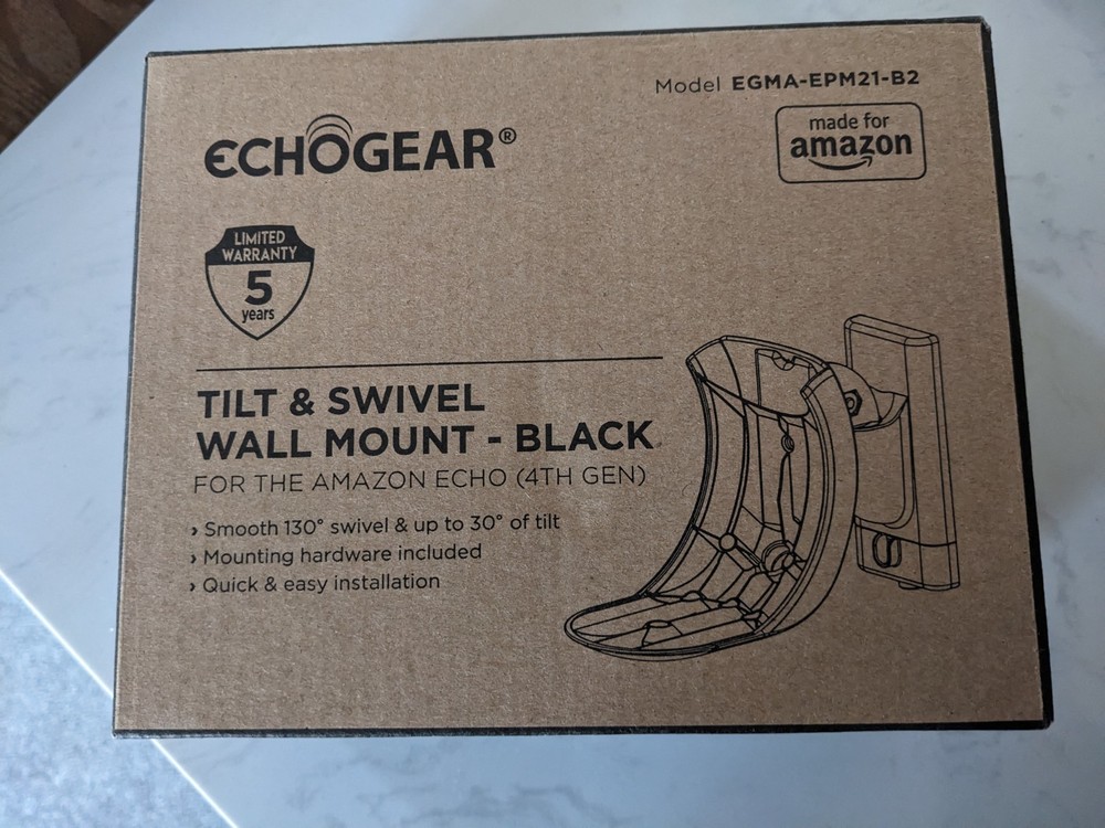 Made For Amazon Wall Mount, Black, Echo (4th generation), new open box
