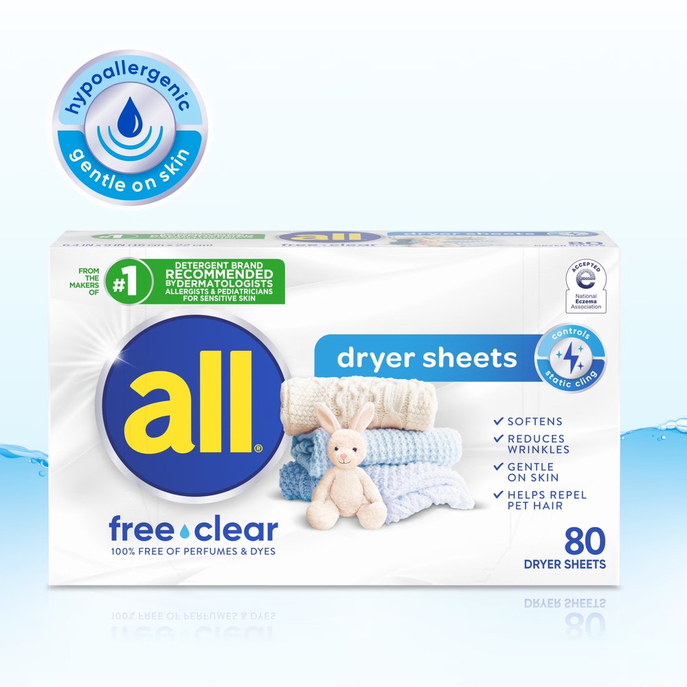 Fabric Softener Dryer Sheets Free Clear Sensitive Skin