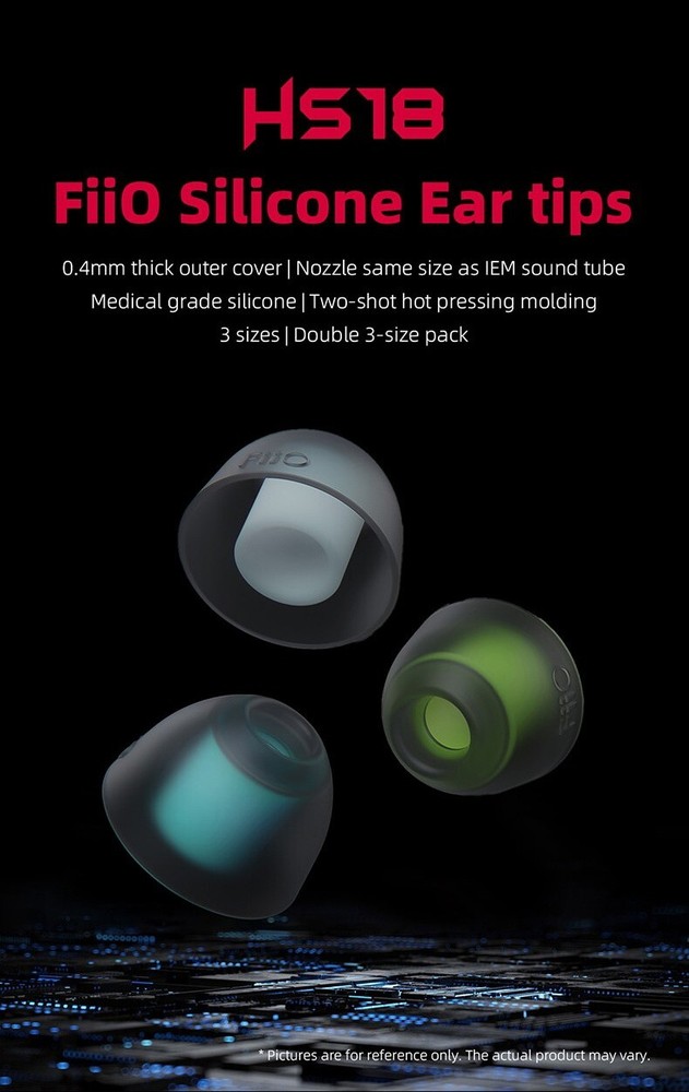FiiO Replacement silicone 3 pairs Earbuds Tips Pack HS18