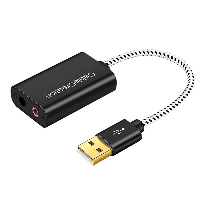 USB External Sound Card 3.5mm Adapter USB to Microphone Speaker Adapter