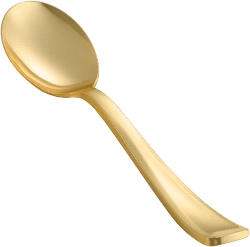 Gold Plastic Spoons - Solid, Durable, Heavy Duty Gold Plastic