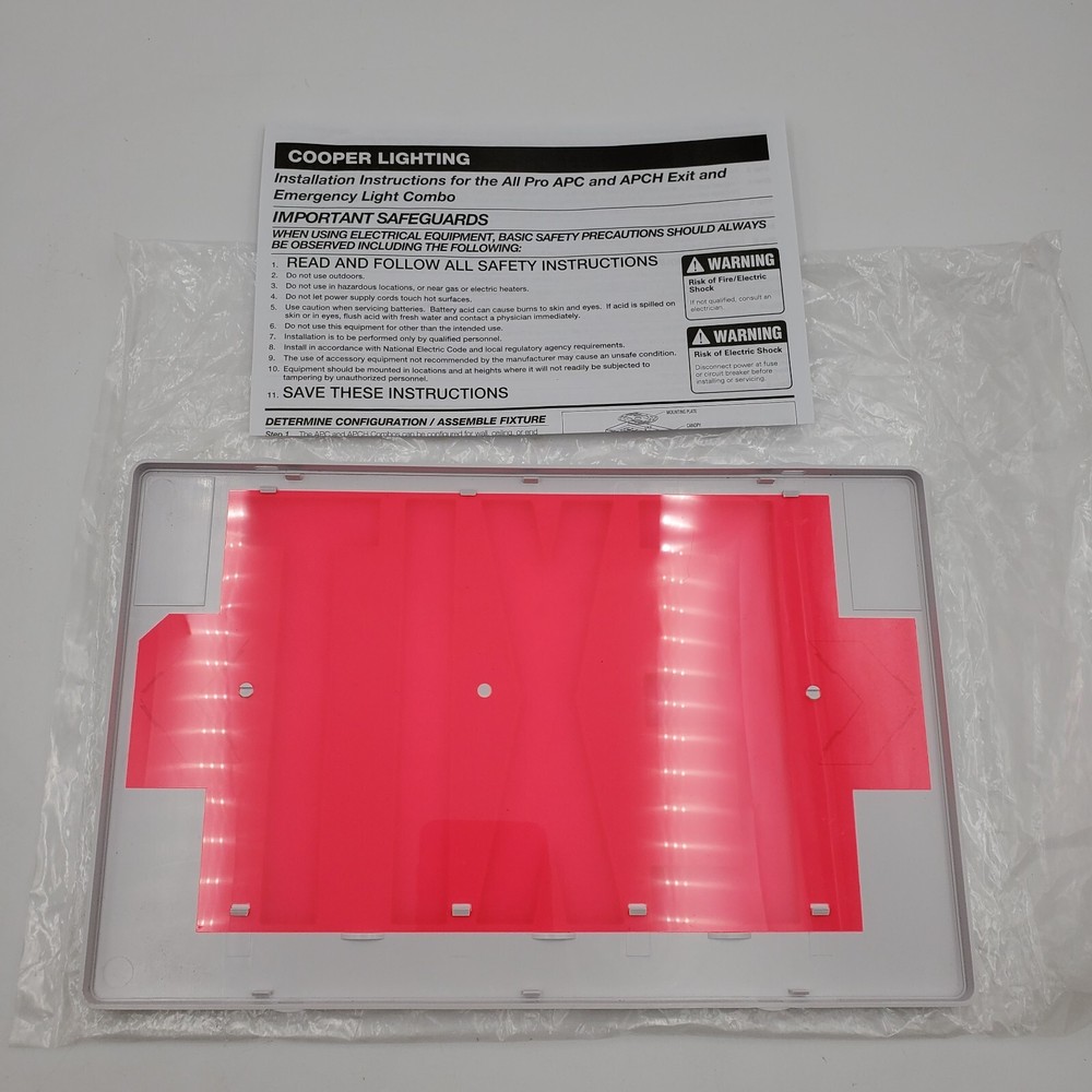 Cooper Lighting All-Pro APC APCH Thermoplastic - Replacement Exit Faceplate Only