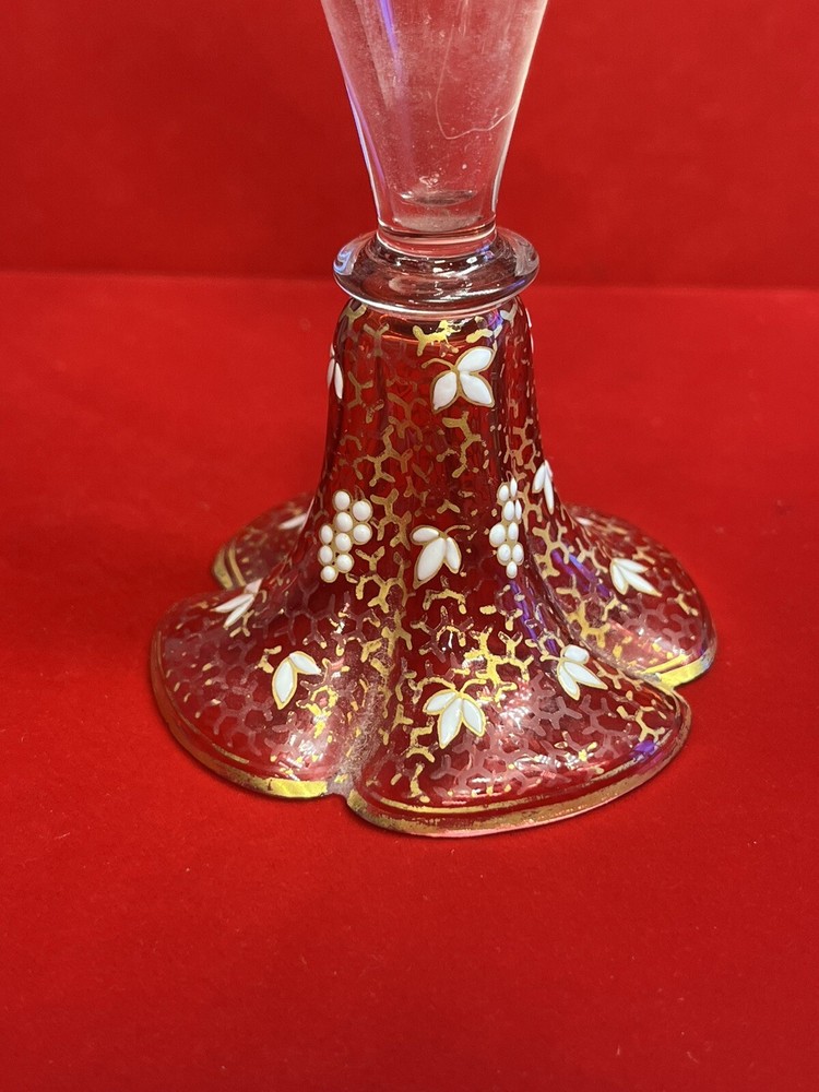 Two Bohemian Enameled Gilt Wine Glasses