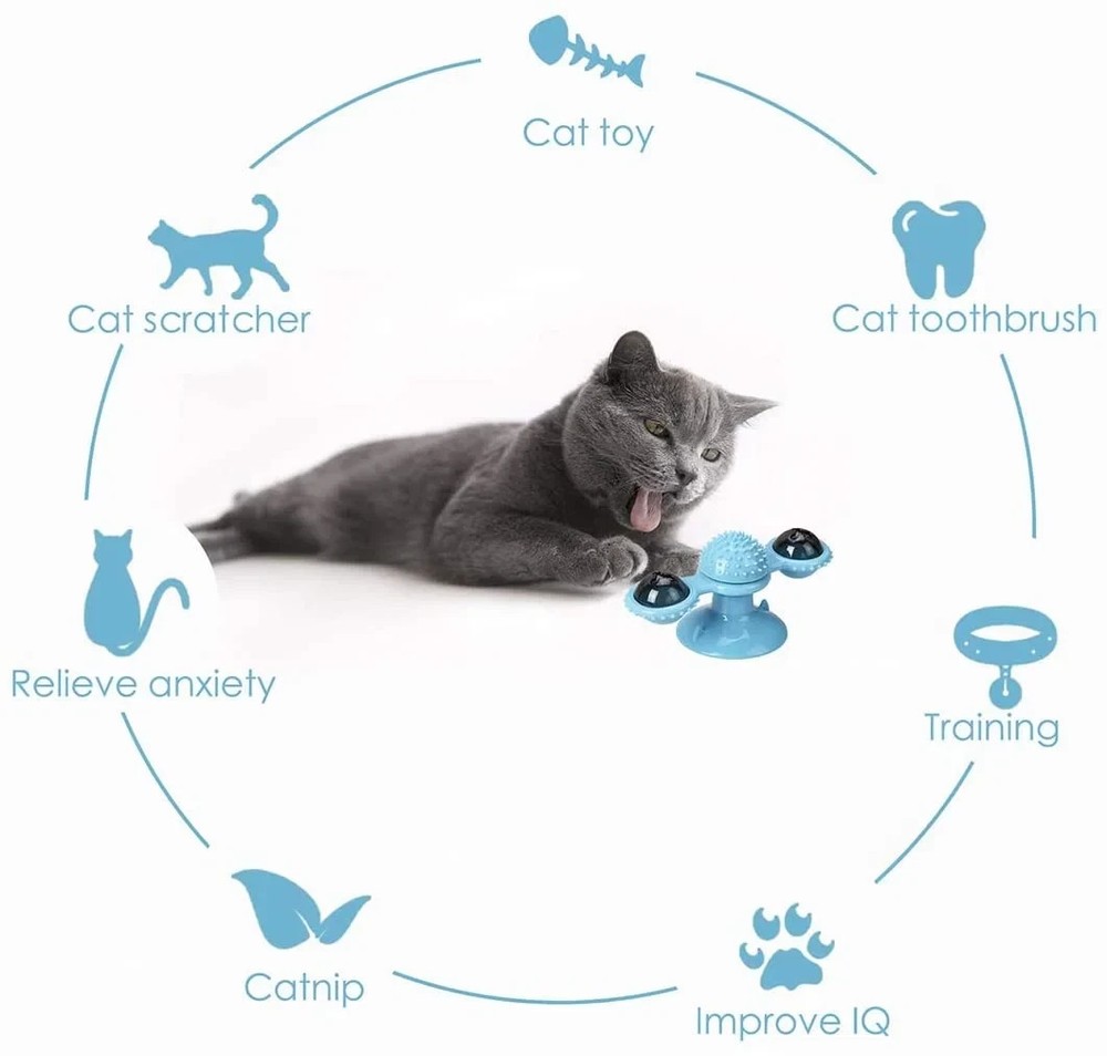 Windmill Cat Toy Turntable Teasing Interactive Cat Toys for Indoor Ca**