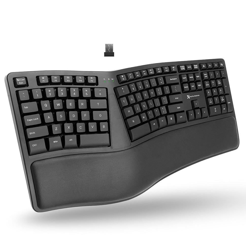 X9 Wireless Ergonomic Keyboard - Split Keyboard with Cushioned Wrist Rest - T...