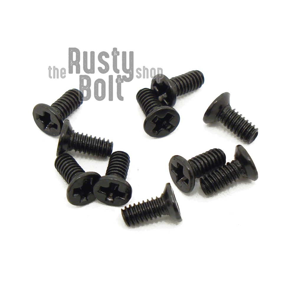 M2 x 5mm, Phillips Flat Head Screws, Steel, Black, Countersunk